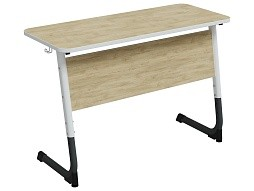 Стол 2-местный школьный 5-7 г/р "Альтер" регулируемый (дуб "Бардолино", м/к белый/графит)