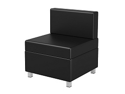 Кресло модульное на металлокаркасе 600х610х425/720 мм 790.1-Ч (обивка - экокожа черный, м/к - квадратная труба)