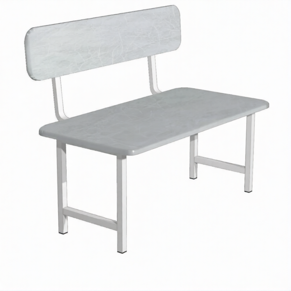 Банкетка двухместная БМ-2х (кожзам Эконом светло-серый, каркас белый)