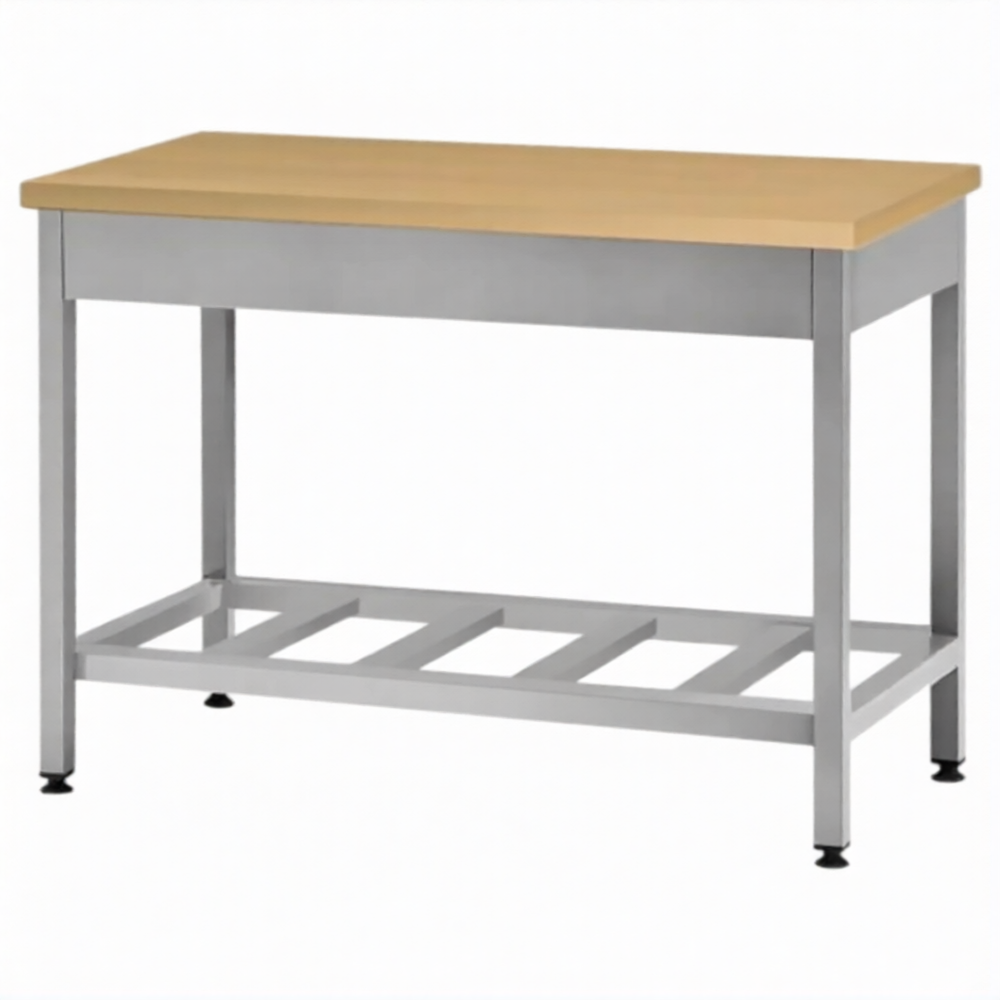 Стол кондитерский СПРп 860х1500х700 «Profi Inox», на 6-ти ногах, бук/40 (полка-решетка)