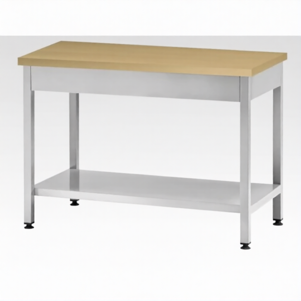 Стол кондитерский СПРп 860х1200х800 «Profi Inox», бук/40 (полка сплошная)