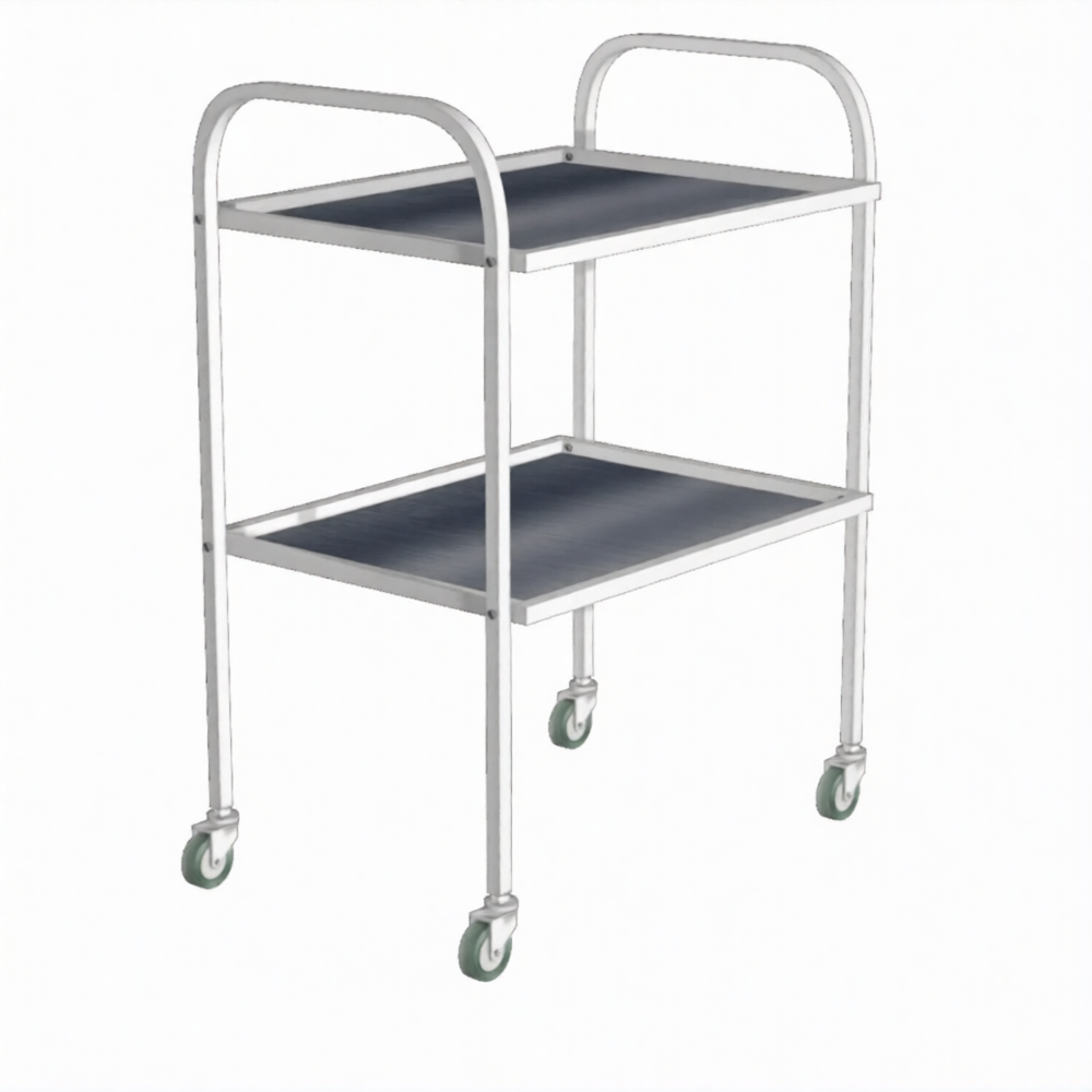 Стол инструментальный (колеса резина) СИ-2н (каркас белый)