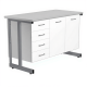 Стол-тумба СЛ-212/2.4 «Премиум» (корпус металл белый, столешница постформинг серый, каркас серый)