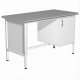 Стол для врача рабочий с тумбой СЛ-3 (1400х600х750) (постформинг серый, каркас белый)