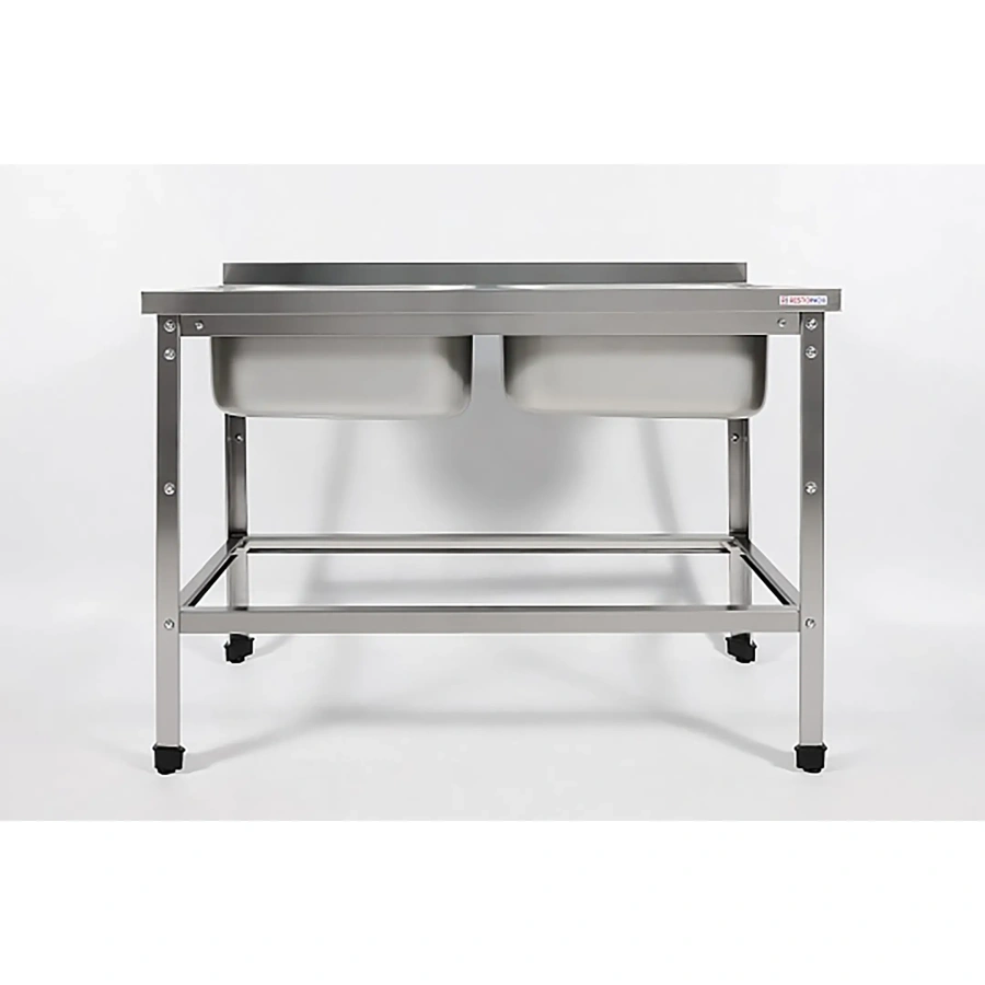 Ванна моечная двухсекционная цельнотянутая с бортом ВМЦ-2/10/6-БО-ЭН