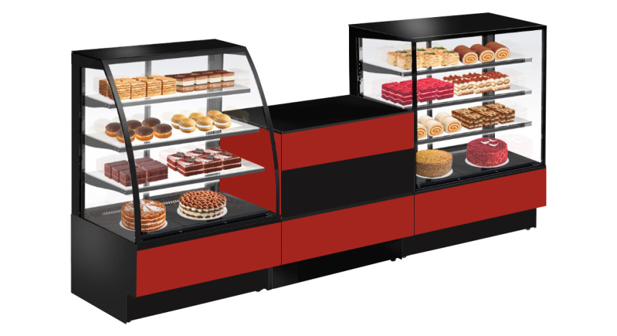 ВИТРИНА кондитерская ВПВ ADAGIO 900 (EL.2.G9005гл.А9005гл.В9005гл.P1.PS.RAL9005гл.)