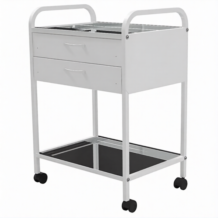 Стол медицинский инструментальный СМИ-02-02 (полки металл, колёса серая резина)