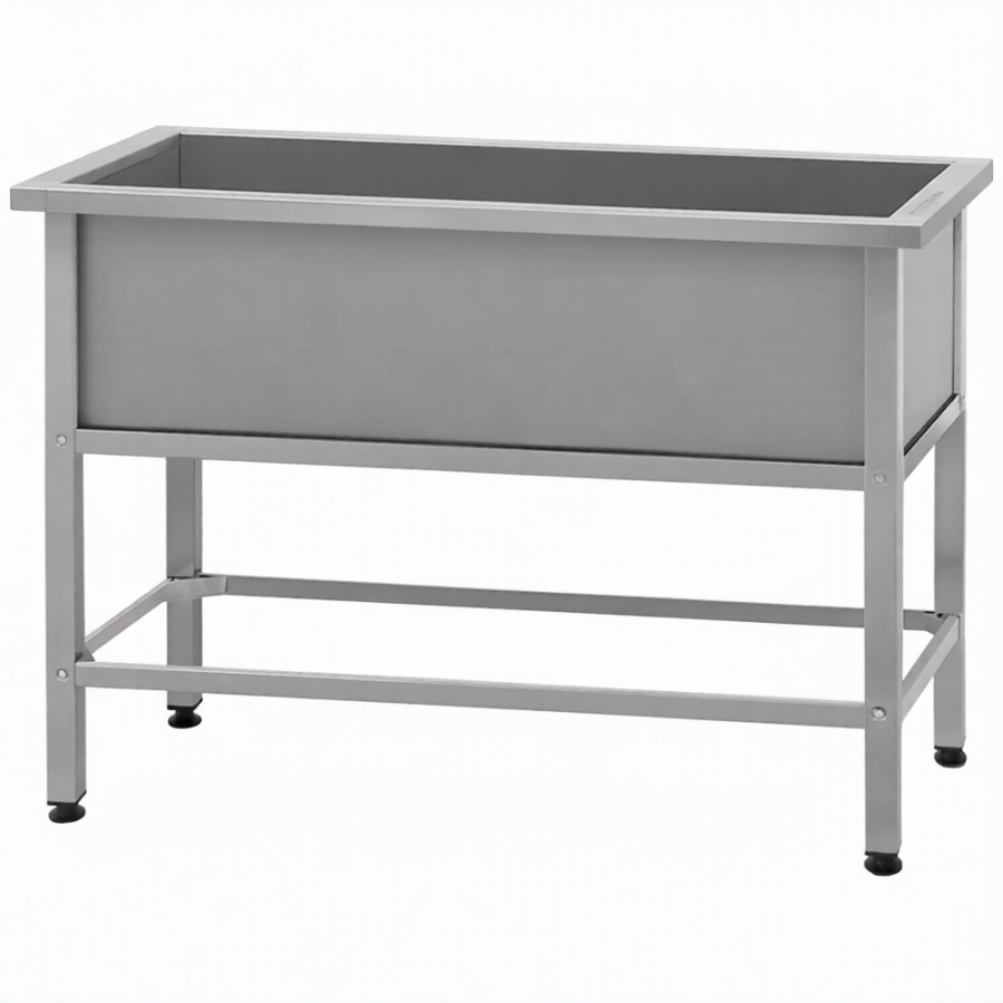 Ванна моечная ВМСн 1350  1 м/о 1250х600х350 (полка с отв. борт; ножка проф. тр. 40х40)