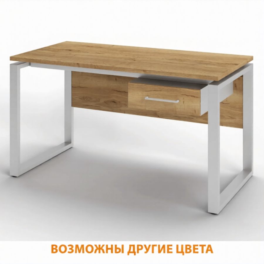 Стол рабочий 1 ящик СрТ-21 (тип 2) (1600х600х750) (столешница ЛДСП дуб вотан, каркас серый)