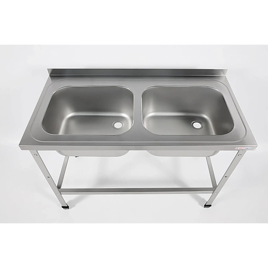 Ванна моечная двухсекционная цельнотянутая с бортом ВМЦ-2/10/6-БО-ЭН